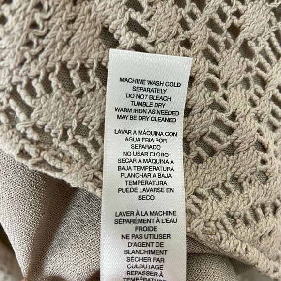 Chico's Vest Romantic Cottage Crochet Lace Open Front Sz 10 12 Tan Cream NWT - Picture 9 of 16